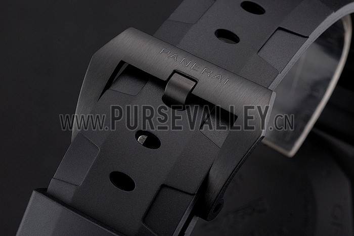 Panerai Luminor Submersible Flyback GMT Black Dial Yellow Markings Black Ionized Case Black Rubber Strap