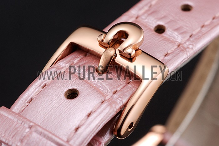 Omega De Ville Prestige Small Seconds White Dial Diamond Bezel Rose Gold Case Pink Leather Strap