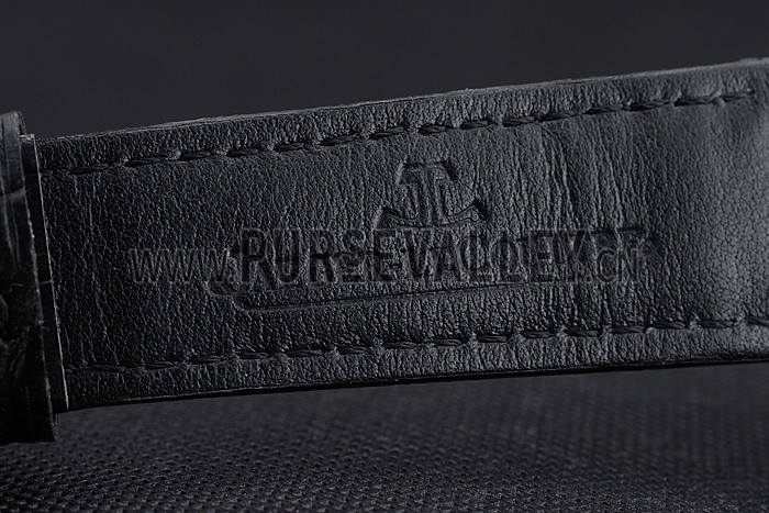 Swiss Jaeger LeCoultre Master Ultra Thin Reserve De Marche White Dial Stainless Steel Case Black Leather Strap