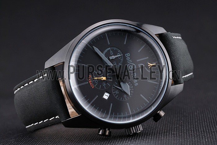 Bell and Ross BR126 Flyback Black Dial Black Case Black Suede Leather Strap