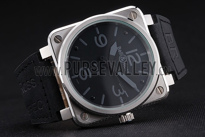 Bell and Ross BR 01-92 Black Dial Silver Case Black Leather Strap
