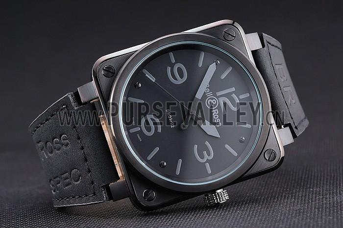 Bell and Ross BR 01-92 Black Dial Black Case Black Leather Strap