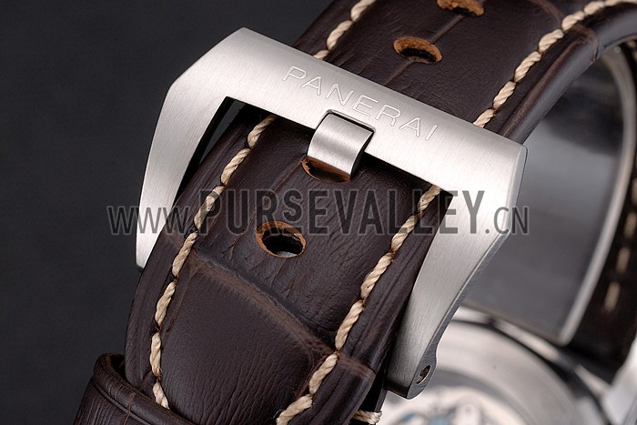 Swiss Panerai Radiomir 1940 Chronograph White Dial Stainless Steel Case Brown Leather Strap