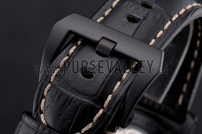 Swiss Panerai Radiomir 1940 Chronograph Black Dial Black Ionized Case Black Leather Strap