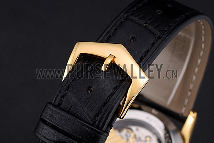 Patek Philippe Calatrava Black Dial Gold Case Black Leather Strap 622845