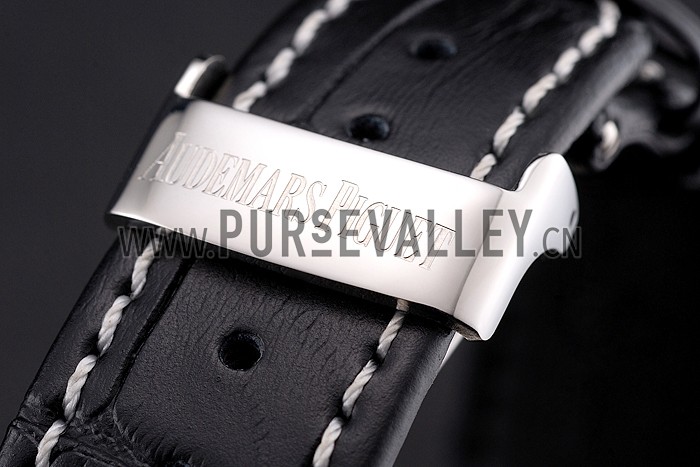Audemars Piguet Royal Oak Fondation Black Dial Stainless Steel Case Black Leather Strap