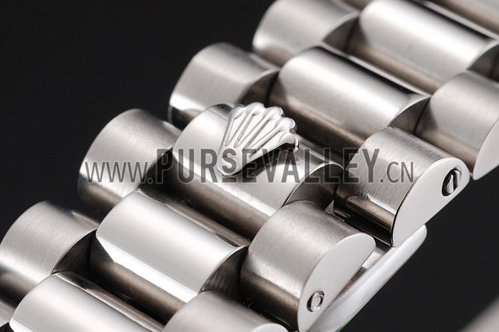 Swiss Rolex Day Date Diamond Pave Dial And Bezel Stainless Steel Case And Bracelet