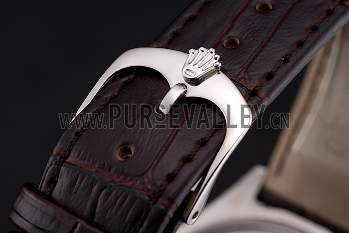 Rolex Cellini White Dial Stainless Steel Case Brown Leather Strap 622839