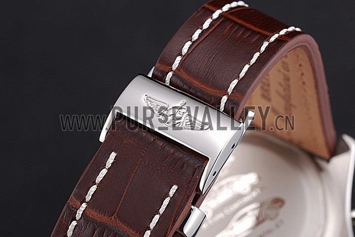 Breitling Bentley Mulliner Tourbillon White Dial Stainless Steel Case Brown Leather Strap 622729