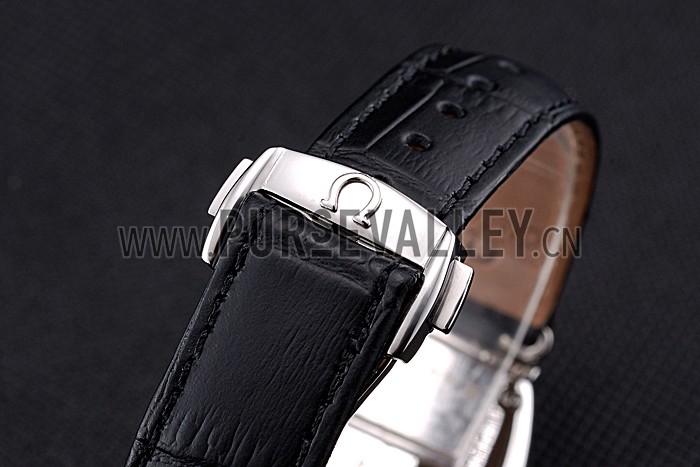 Omega Sochi Petrograd White Dial With Diamonds Stainless Steel Case Black Leather Strap 622823