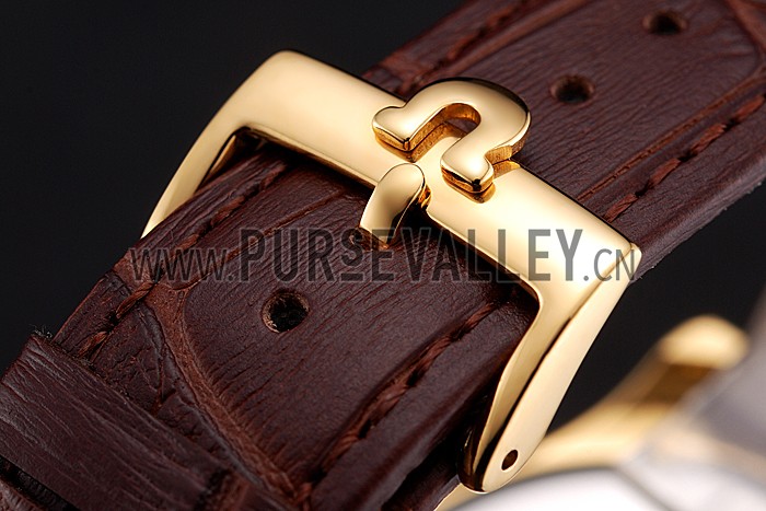 Omega Chronograph Gold Dial Gold Case Brown Leather Strap