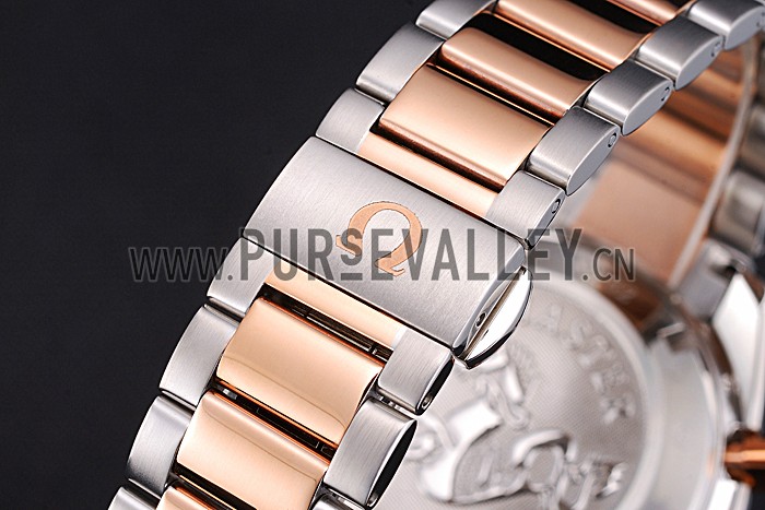 Omega Speedmaster White Dial Gold Bezel Stainless Steel Case Two Tone Bracelet 622803