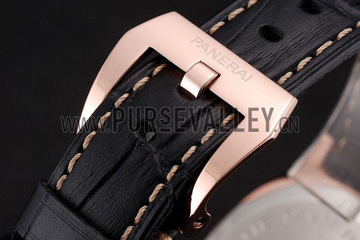 Panerai Radiomir 8 Days Chronograph Black Dial Diamond Bezel Rose Gold Case Black Leather Strap 1453798