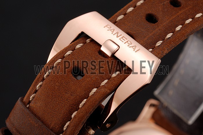 Panerai Radiomir White Dial Diamond Bezel Rose Gold Case Brown Suede Leather Strap 1453799