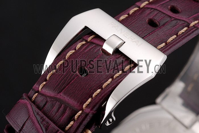 Panerai Radiomir 8 Days Chronograph Black Dial Stainless Steel Case Plum Leather Strap 1453795