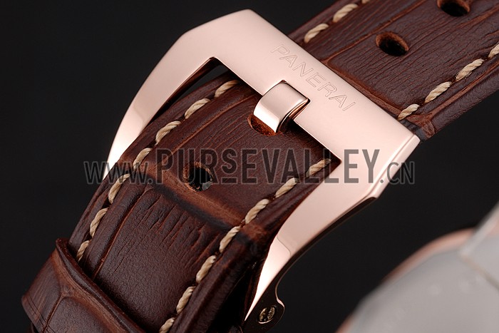 Panerai Radiomir 8 Days Chronograph White Dial Rose Gold Case Brown Leather Strap 1453796