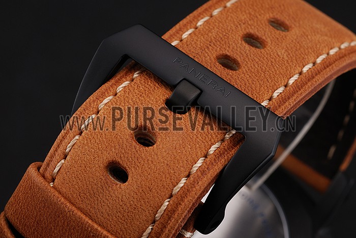 Swiss Panerai Luminor 1950 Black Dial Black PVD Case Brown Suede Leather Strap 1453851