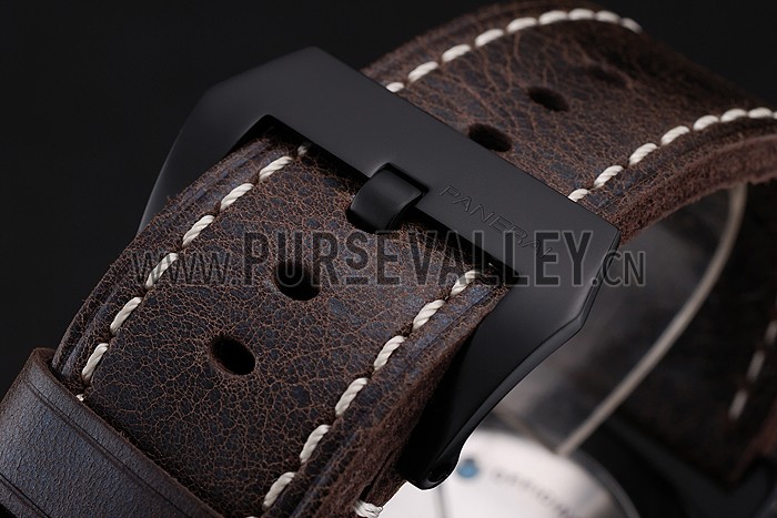 Swiss Panerai Radiomir 1940 Black Dial Black PVD Case Brown Leather Strap 1453845