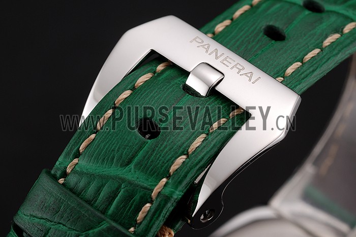 Panerai Radiomir White Dial Stainless Steel Case Green Leather Strap 1453804