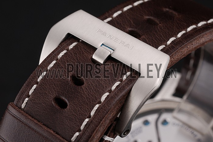 Swiss Panerai Luminor Black Dial Stainless Steel Case Brown Leather Strap 1453854