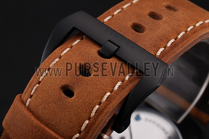 Swiss Panerai Luminor 1950 Brown Dial Black PVD Case Brown Suede Leather Strap 1453848