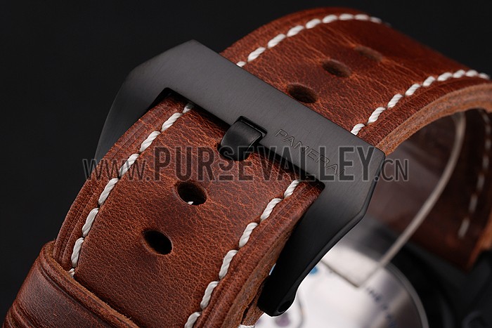 Swiss Panerai Luminor Brown Dial Black PVD Case Brown Leather Strap 1453856