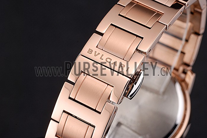 Bvlgari Solotempo Plum Dial With Diamonds Rose Gold Case And Bracelet 622743