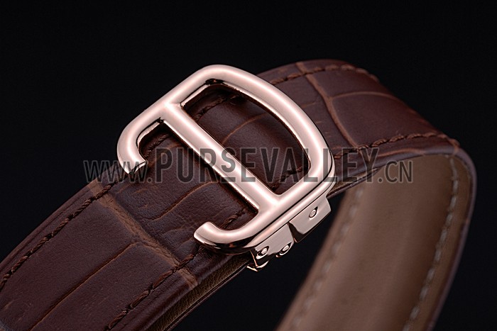 Swiss Cartier Ballon Bleu de Cartier White Dial Gold Case Brown Leather Bracelet 622552
