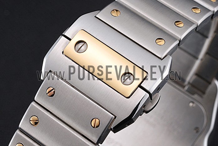 Swiss Cartier Santos De Cartier Galbee Yellow Gold and Steel Case Steel Bracelet 622643