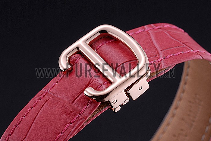 Swiss Cartier Ballon Bleu de Cartier White Dial Diamonds Case Pink Leather Bracelet 622553
