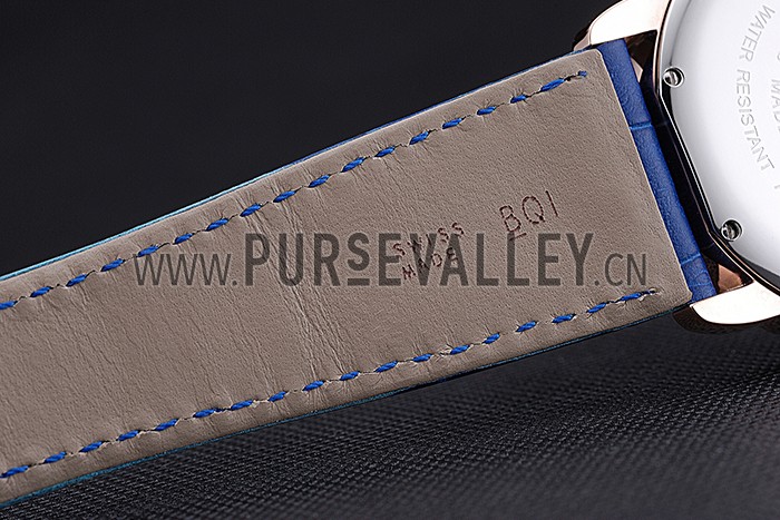 Swiss Cartier Ronde Solo Gold Case Blue Dial Roman Numerals 622203