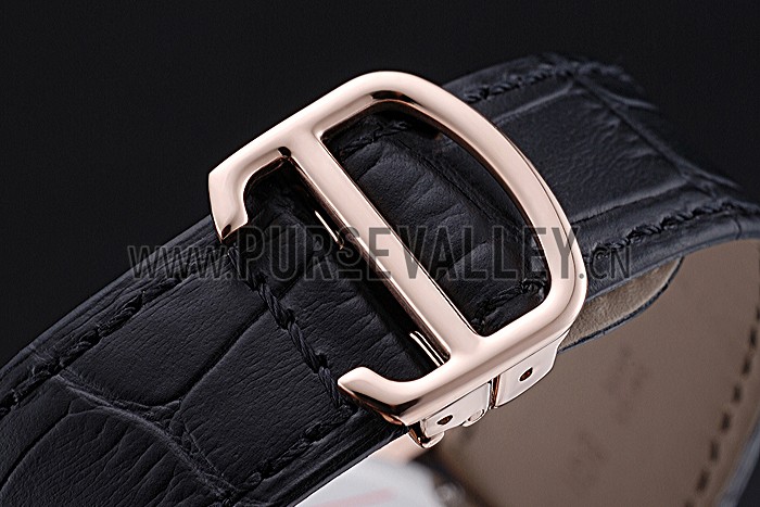 Swiss Cartier Ronde Solo Gold Diamond Case Black Dial Roman Numerals 622207