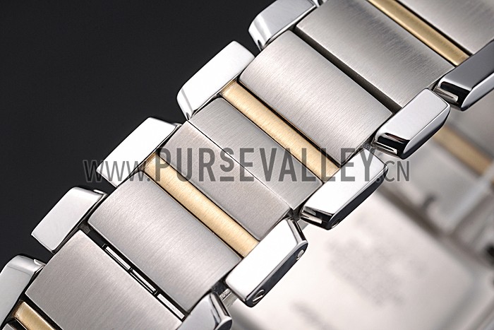 Swiss Cartier Tank Francaise Steel Case White Dial Roman Numerals Two Tone Bracelet 622648