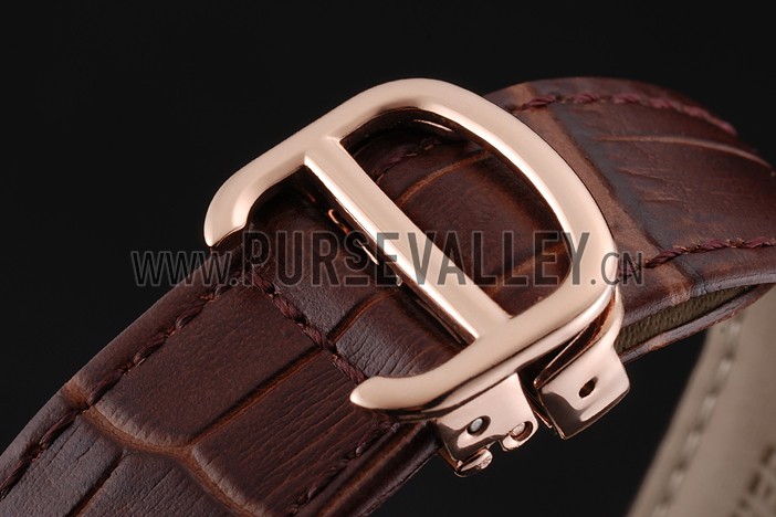 Cartier Ballon Bleu Flying Tourbillon Chronograph White Dial Rose Gold Case Brown Leather Strap