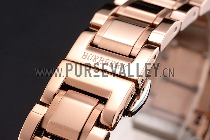 Burberry The City Pink Dial Rose Gold Case And Bracelet