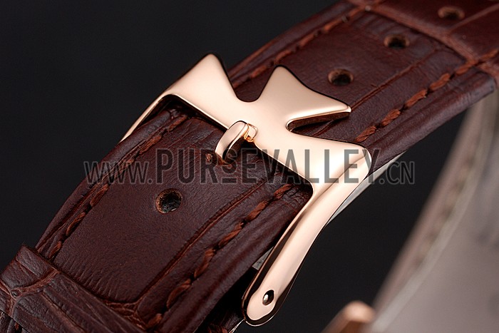 Vacheron Constantin Patrimony Chronometre Royal White Dial Rose Gold Case Brown Leather Strap