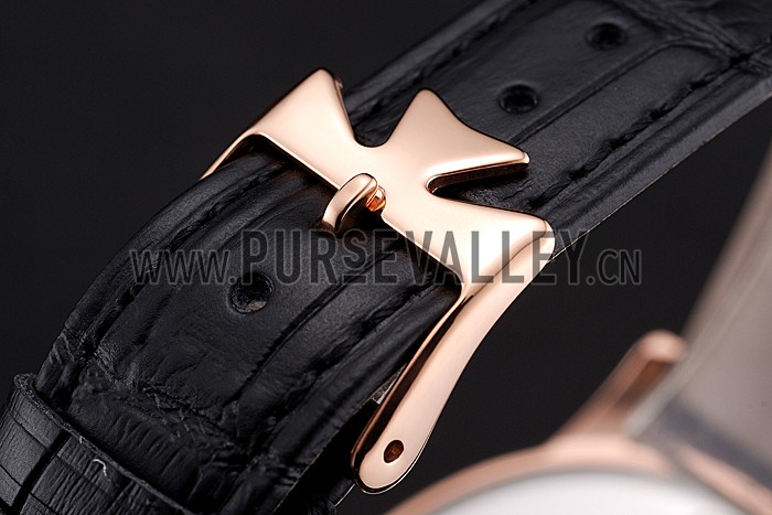 Vacheron Constantin Patrimony Chronometre Royal Black Dial Rose Gold Case Black Leather Strap