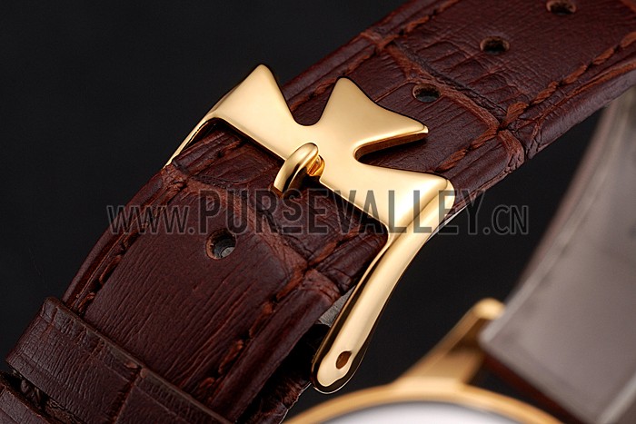 Vacheron Constantin Patrimony Chronometre Royal Gold Dial Gold Case Brown Leather Strap