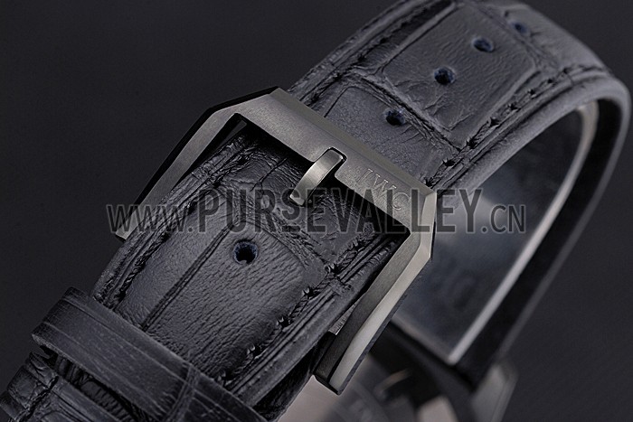 Swiss IWC Mark XVII Black Steel Case Black Dial Black Leather Bracelet 622667