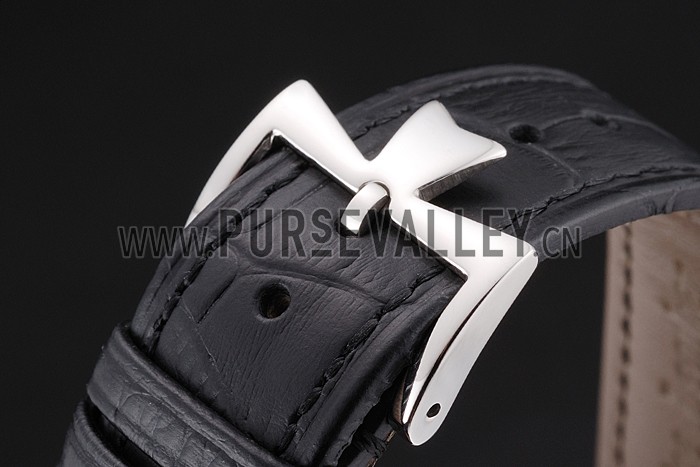 Swiss Vacheron Constantin Patrimony Quantieme Reserve De Marche Cream Dial Stainless Steel Case Black Leather Strap