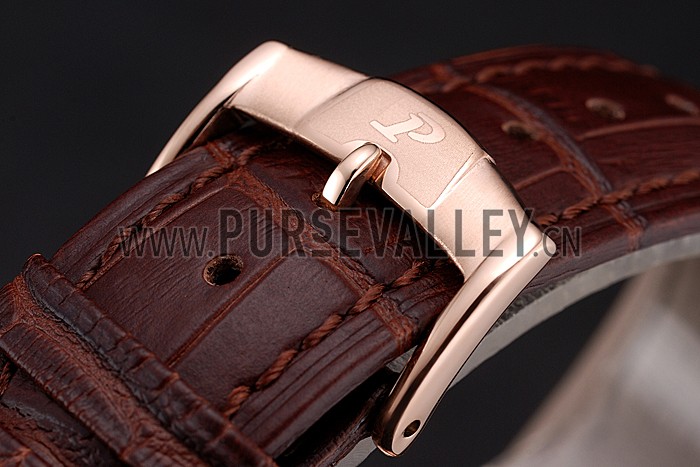Piaget Altiplano Date Silver Dial Rose Gold Case Brown Leather Strap