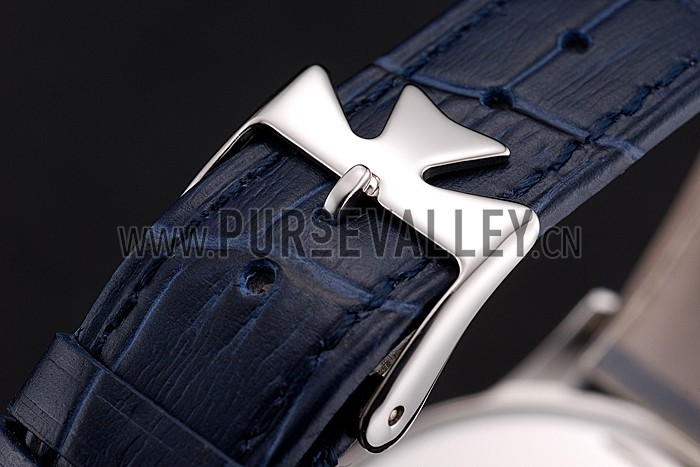 Vacheron Constantin Patrimony Chronometre Royal White Dial Stainless Steel Case Blue Leather Strap
