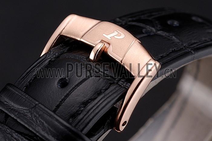 Piaget Altiplano Date Black Dial Rose Gold Case Black Leather Strap