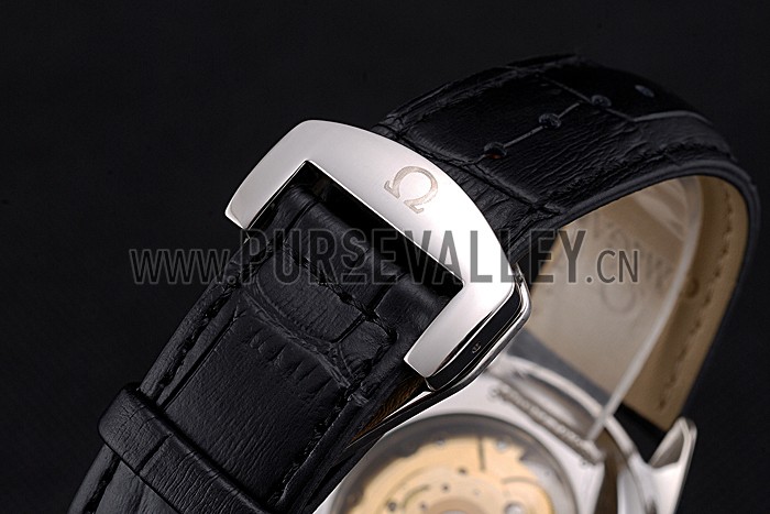 Omega Tresor Master Co-Axial White Dial Stainless Steel Case Black Leather Strap