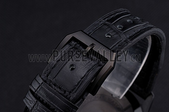 IWC Mark XVll Black Dial Black Stainless Steel Case Black Leather Strap