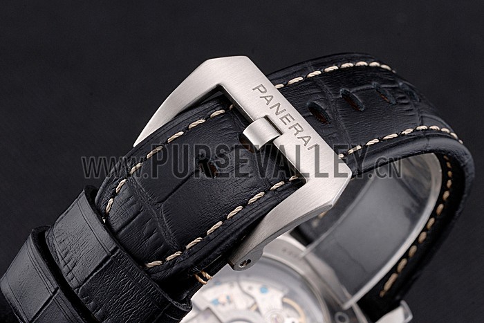 Panerai Luminor Marina 1950 Black Dial Brushed Steel Case Black Embossed Leather Strap