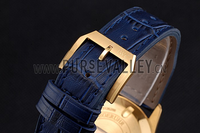 IWC Mark XVll Blue Dial Gold Stainless Steel Case Blue Leather Strap