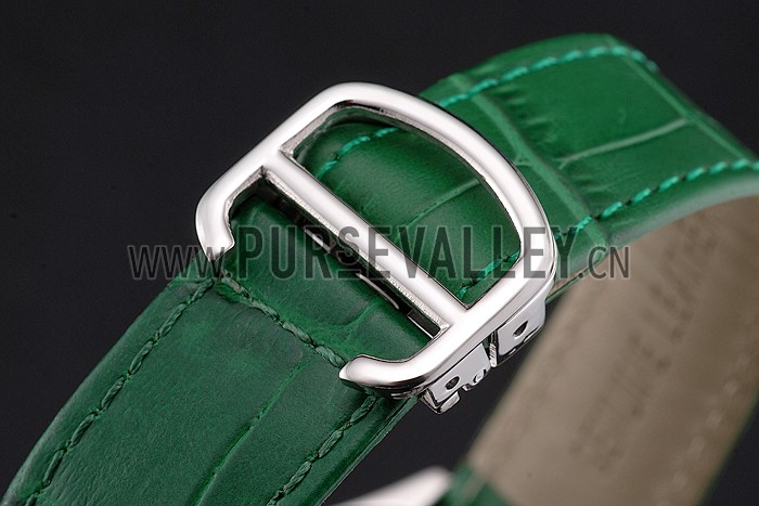 Cartier Tortue Perpetual Calendar White Dial Stainless Steel Case Green Leather Strap