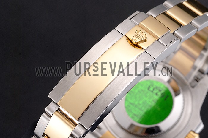 Swiss Rolex Submariner Silver Dial Diamond Markings Black Bezel Two Tone Steel Gold Bracelet