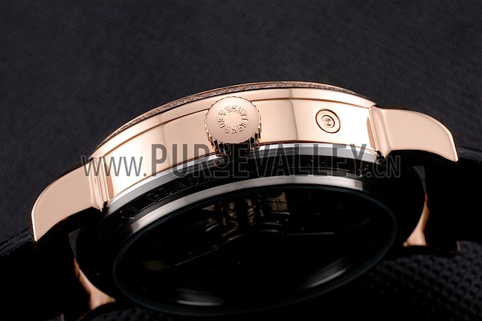 A. Lange & Sohne Little Lange Blue Dial Rose Gold Case Black Leather Strap